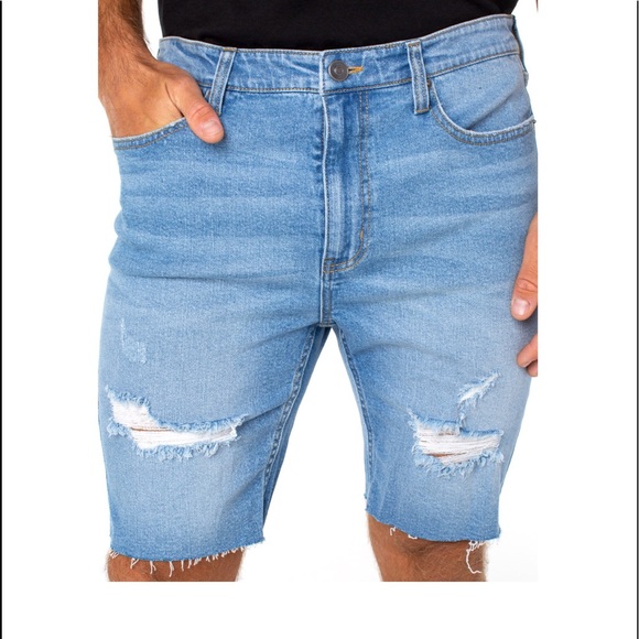 No Boundaries Mens Slim Fit Denim Distressed Jean Shorts NEW - Picture 2 of 5